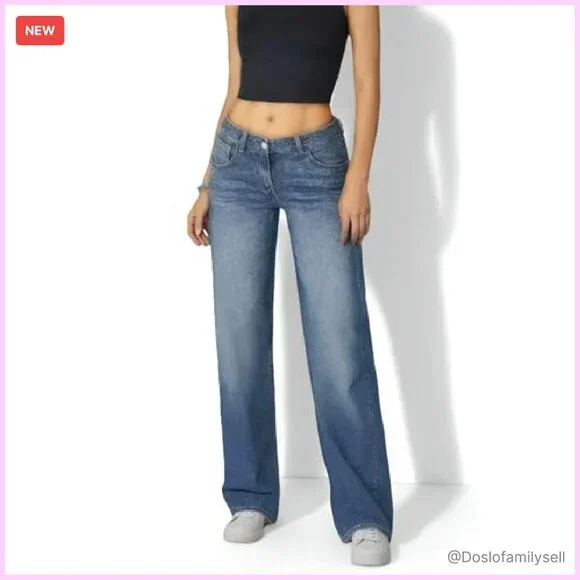 Low Rise Baggy Boyfriend Jeans Wide Leg Loose Fit Y2K Denim Pants